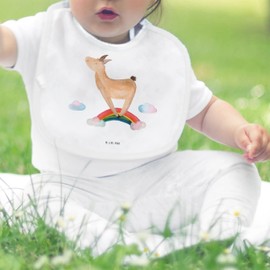 Mr. & Mrs. Panda Organic Baby Bib Llama Rainbow, White