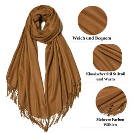 Furtalk Women's Cashmere Scarf Warm Neckerchief Large Fine Knit Winter Tube Scarf -