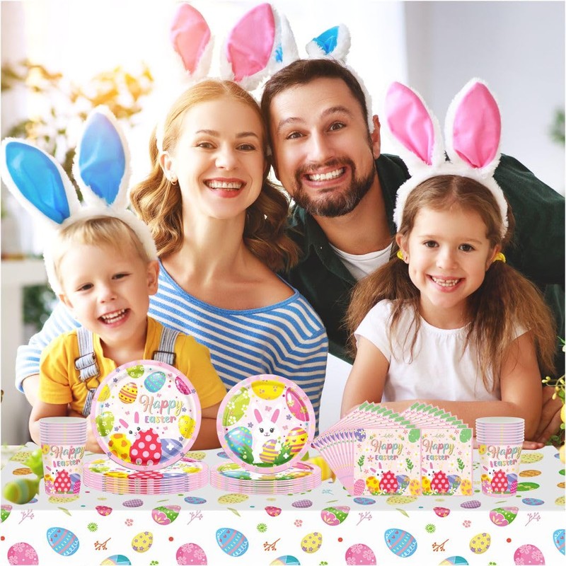 ZSYIULIA 2Pack Easter Table Cloth,Easter Table Decorations Easter Egg Hunt