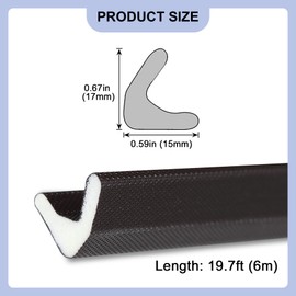 Coengwui V-Shaped Self Adhesive Seal Strip, 236.4" L x 0.67" H Weatherstrip Draft Stopper for Door, Window Gaps - Dustproof, Soundproof & Thermal Insulation
