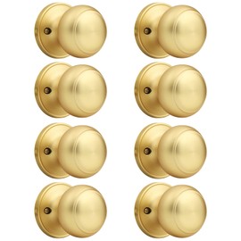 Probrico 8 Pack Gold Dummy Door Knob Closet Doorknobs, Individual Non-Turning Dummy Door Handle Single Side, Gold Interior Door Knobs