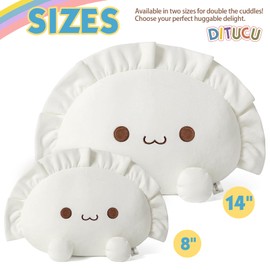 Ditucu Cute Dumpling Plush Pillow Funny Food Soup Stuffed Animal Plushies Toys Soft Hugging Gifts for Kids White 8 inch