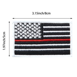 4Pcs Thin Red Line American Firefighter Flag Patches, Hook and Loop Embroidered Armband Flag Tactical Patches for Backpacks Hat Clothing Jackets.