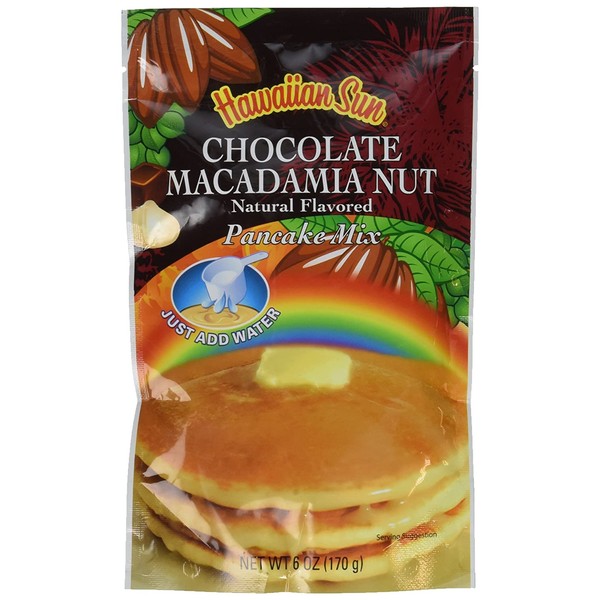 Pancake Mix, 6 Ounce Bag by Hawaiian Sun (Chocolate Macadamia Nut, 12 Packs)
