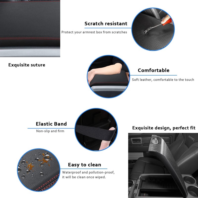 XYHGM Car Center Console Armrest Cover for F150 2009-2014 Leather