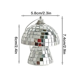 Mini Disco Mushroom Ornaments–Reflective Mirror Ball Hanging Decorations for Christmas Tree,Handmade Retro Holiday Decor for Party,Wedding,Home (4 pcs)
