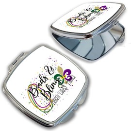 BRGiftShop New Orleans Beads & Bling Mardi Gras Thing Soul Compact Pocket Cosmetic Mirror