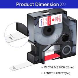 USUPERINK 5 Pack Compatible for Dymo D1 Label Tape 45015 S0720550 Refill Red on White 1/2 inch x 23 feet Labeling Tape for LabelManager PnP 160 210D 260P 280 360D 420P 450D ColorPop Label Maker