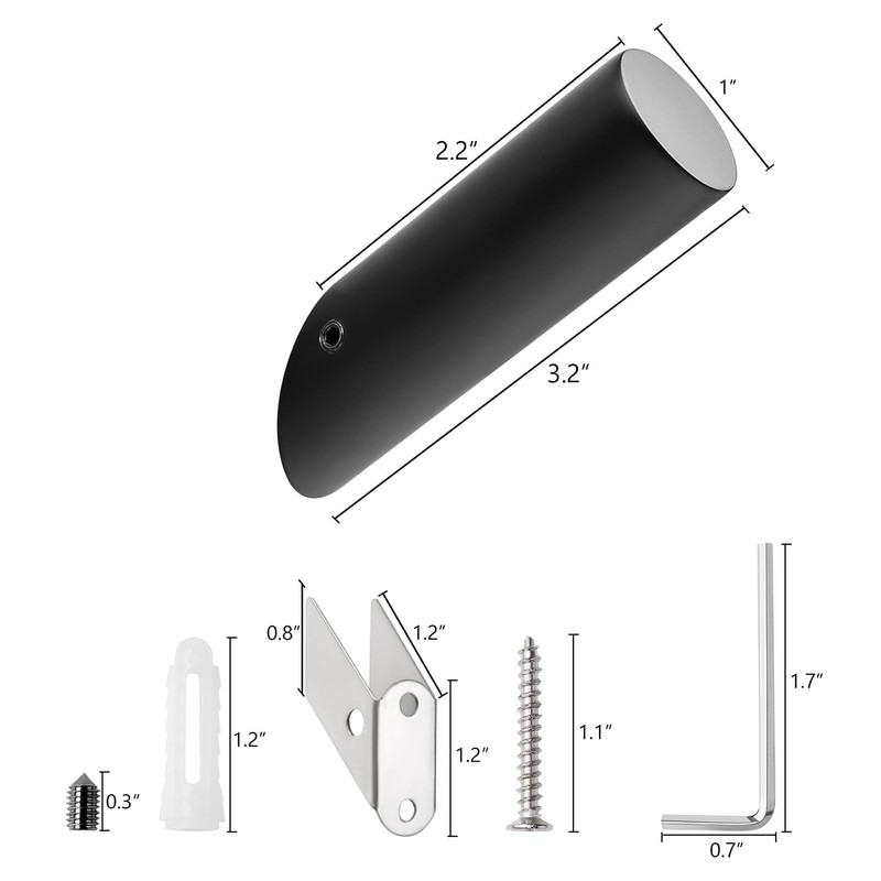 NINETREX Black Wall Hooks Matte Black Towel Hook Modern Robe
