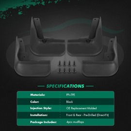 SCITOO Mud Flaps 4PCS suitable for Toyota Camry 2018-2022 front & rear mud flaps splash guard set