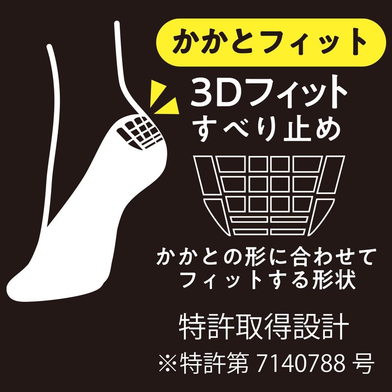 Fukusuke Fun 3362Q75M Women's 3D Fit, Shallow Shoes, Footcover, Socks,