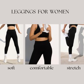 High Waisted Tummy Control Leggings for Women, Yoga Pants Womens Leggings, Gym Clothes Women, Womens Clothing, Gym, Yoga Black