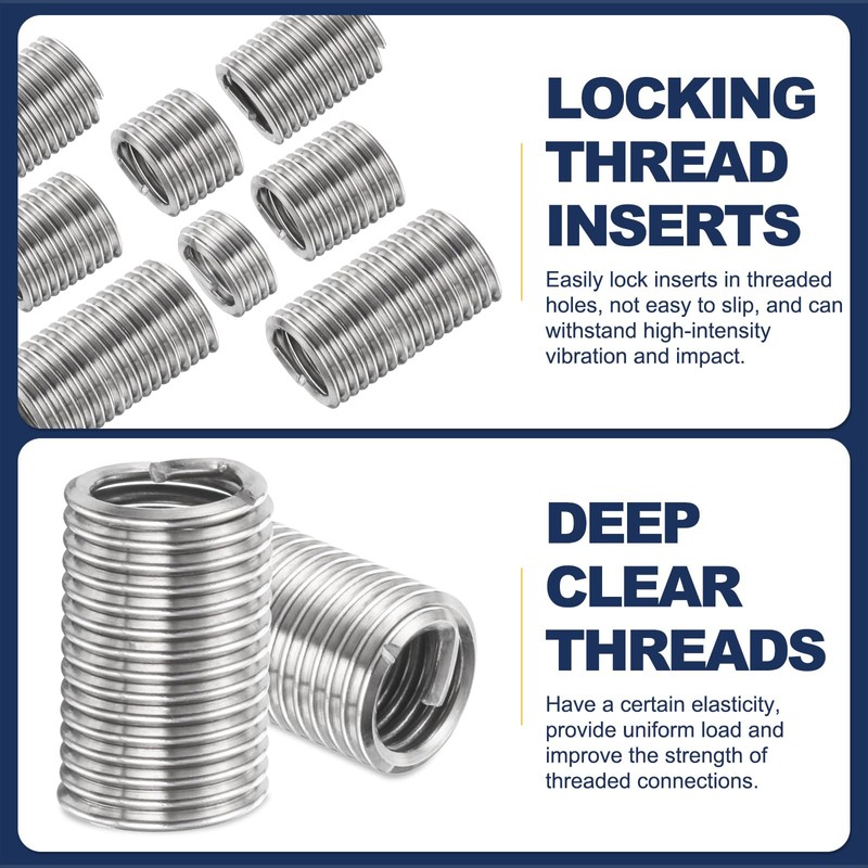 sourcing map 100pcs Wire Thread Insert Kit M6 x 1
