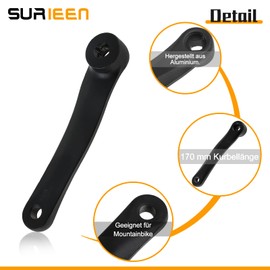 SURIEEN Bike Crank Arm, 170mm Aluminum Left Side Crankset, Single Speed Crankset Replacement Bike Parts for Mountain Road Bikes