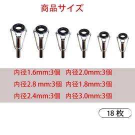 Mirhua Top Guide, Rod Tip Guide, Inner Diameter: 0.06 inch (1.6 mm), 0.07 inch (1.8 mm), 0.1 inch (2.0 mm), 0.1 inch (2.4 mm), 2.8 mm, 3.0 mm, 6 Sizes, Lightweight, Stainless Steel, Fishing Rod Tip