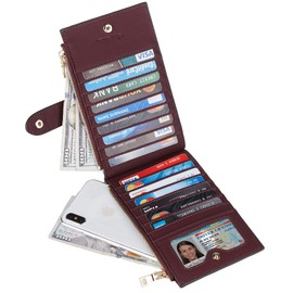 Travelambo Leather Wallets for Women Slim RFID Blocking Bifold Credit Card Holder Wallet