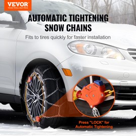 VEVOR Tire Chains, Snow Chains for SUV/Car/Trucks/Pickup Trucks, Adjustable Manganese Alloy Steel Thickening Snow Tire Chains for Anti-slip, Pack of 2 - Series 232605
