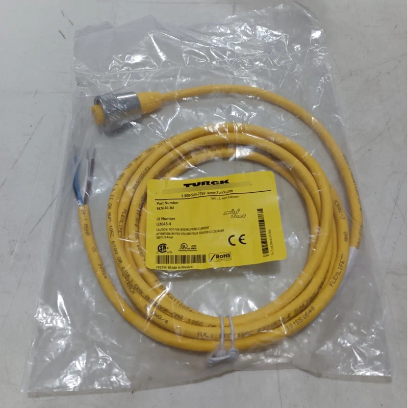Turck Rkm40-3m Nu. U2043-4 Cable Con Conector 7/8 D 4