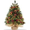 Realistic-Feel PE 24 Inch/2FT Tabletop Christmas Tree with 40 Warm