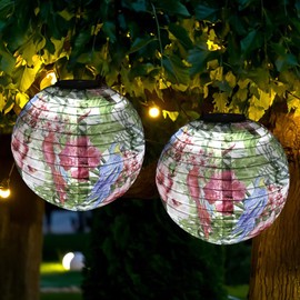 HOVCEH LED Lanterns, Outdoor Solar, Pack of 2 Solar Lanterns for Outdoor Hanging, LED Lantern, Outdoor Solar Weatherproof, Hanging Waterproof Nylon Garden Lantern for Yard, Party Decoration