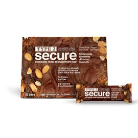 ANDREW LESSMAN Type 2 Secure Meal Bars – Chocolate Brownie Almond Crunch – 12 ct box – 7g Protein, 0g Added Sugar, 1g Total Sugar, 16 Vitamins & Minerals, Gluten & Dairy Free, Vegan, Non-GMO