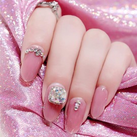 SIFASHION 3D Lovely Elegant Handmade Nail Tips Nail Bride 24pcs Pink Nail Tips