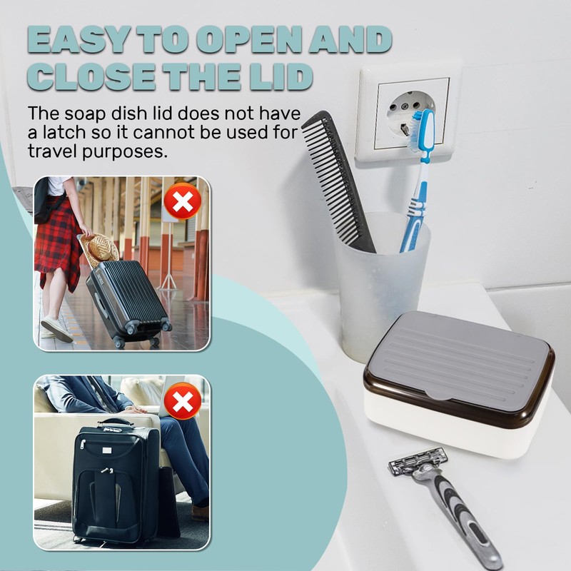 Realand 2Pcs Soap Dish Holder with Drainage Tray and Lid,