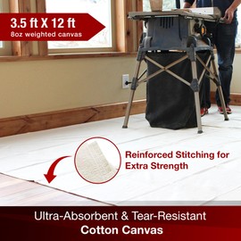 CoverGrip Drop Cloth Depot 8 oz Canvas Safety Drop Cloth - Industrial Strength - 3.5' x 12'