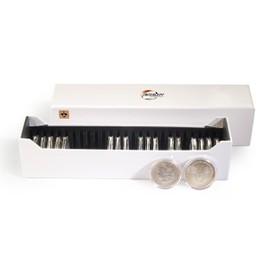 LIGHTHOUSE - Storage Box with Tracks for 25 Round Coin Capsules Grips 38-41 mm with INTERCEPT Technology Corrosion Protection (11 1/2" x 2 3/4" x 2 1/2")
