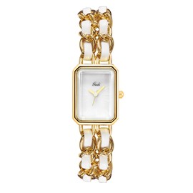 Gosasa Women's Elegant Dress Watch Chain Braid Band Fashion Square Bracelet Watches for Women Retro Minimalist Analog Quartz Waterproof Ladies Watch