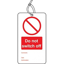 Caledonia Signs 53420 Do not Switch off Double Sided Safety Tags (Pack of 10)