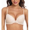 Lemorosy Women's Floral Lace Cups Underwired Bra Push Up Padded