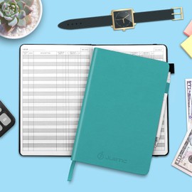 JUBTIC A5 Check Registers for Personal Checkbook, Accounting Ledger for Small Business,Check Register Book Transaction Registers to Track Income & Expenses, Bank Account, A5 Hardcover -Turquoise