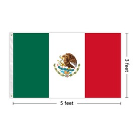 Mexico Flag 3x5 Feet with Two Brass Washers Quality Polyester and Double Stitched for Outdoor Display (Mexico Flag)