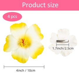 4 Pcs Hawaiian Flower Hair Clips for Women,Tropical Plumeria Flower Hair Clips,Artificial Flowers hair Clip Accessories,Fashion Vacation Barrettes for Party and Beach Party,Women,Girls