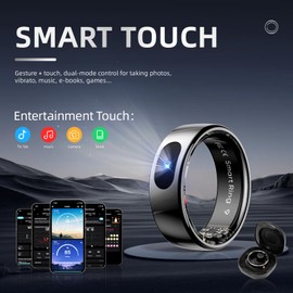 HPLSZCN Smart Ring Health Tracker, Touch Health Rings, Heart Rate, Blood Oxygen, Women Health, Sleep & Fitness Tracker, Smart Ring for Women & Men, No App Fee for Features (Gray, 10)