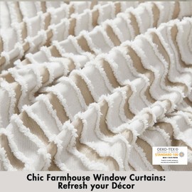 Madison Park Curtain Window Cationic Dye Clipped Jacquard Design Farmhouse Window Curtain, Light Blocking Living Room Drape for Bedroom, 1-Single Panel Pack Fits 1.25" Rod, Taylor, 40x84 Natural