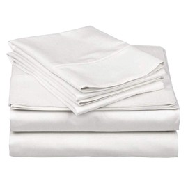 Linenwala 4 PC Bedding Sheet Set - 6-10" Deep Pocket, 400 TC 100% Cotton for Trucks, Campers, Airstream, Bus, Boat and Motorhomes - Easy Fit RV Mattress - Full Size 53"X75" - White Solid