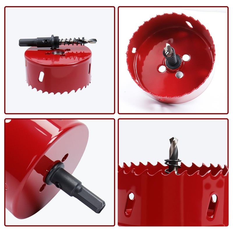 3.15 Inch / 80mm Hole Saw Red with Arbor and
