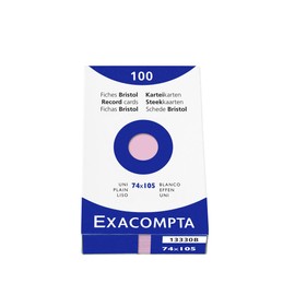 Exacompta - Ref 13330B - Bristol Plain Record Card (Pack of 100) - A7 in Size, 205gsm Card, Compatible with Printers - Suitable for Exam Revision & Notes - Pink