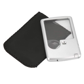 Lupa de Tarjeta de Crédito con Luz LED, Lupas De Aumento Tamaño Carta Lupa De Tarjeta De Crédito Lupa De Bolsillo con Lupa De Luz Led Lente 3X 6X con Estuche De Cuero Accesorios de Ayuda