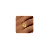 HABIKIP 14K Gold Plated Croissant Rings for Women,Dainty Dome Twisted
