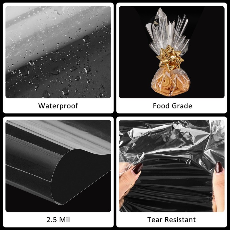 Mauproy 34 In x 100 Ft Clear Cellophane Wrap Roll,