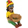 17" Large Rasta Jamaican Man Holding Bowl Polyresin Ashtray Decoration