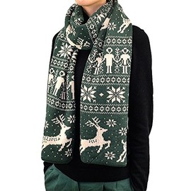 76" Reindeer Snowflake Woven Winter Scarf (Green)