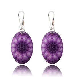 Boho Mandala Dangle Earrings for Women, Bohemian Statement Jewellery (Style 44 - Violet)