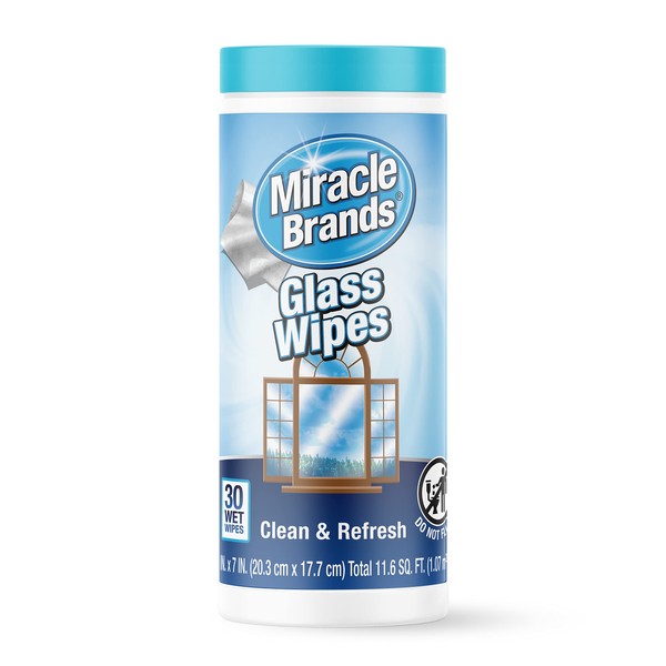 MiracleWipes for Glass, Disposable and Streak Free Cleaning Wipes for Mirrors, Windows, Kitchen, Home, and Auto- 30 Count