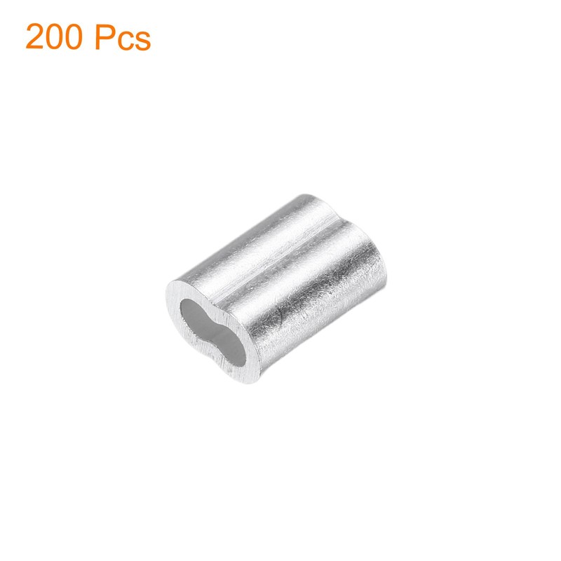 uxcell 200Pcs Aluminum Crimping Loop Sleeve for 3/32" Diameter Wire