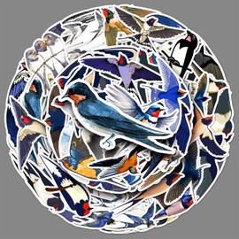 50 Pcs Swallow Stickers Vinyl Cute Cartoon Animals Stickers for Laptop Scrapbook Water Bottle Skateboard Luggage Guitar Computer Car Bike,Waterproof Funny Aesthetic Birds Sticker for Girls Adults