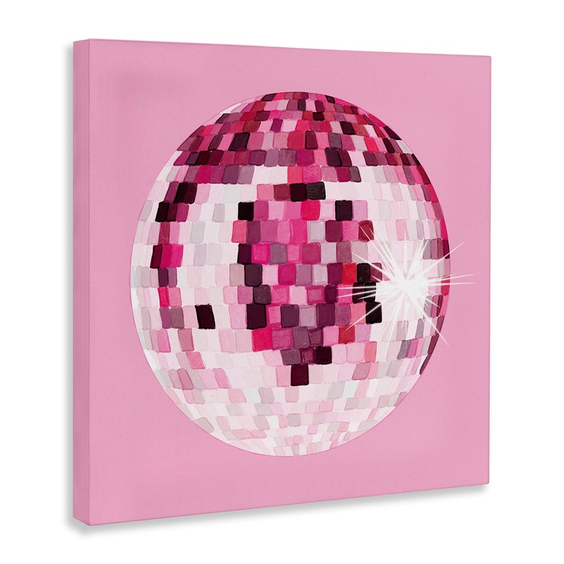 Stupell Industries Dazzling Pink Disco Ball Shining Geometric Pattern, Design